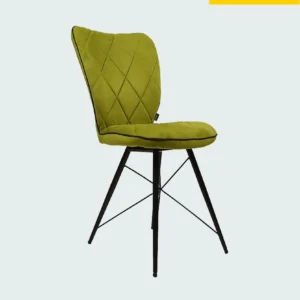 Carreaux ♦ velours - Chaise Moderne en Tissu Vert avec Pieds en Métal Noir - Élégance et Design Contemporain