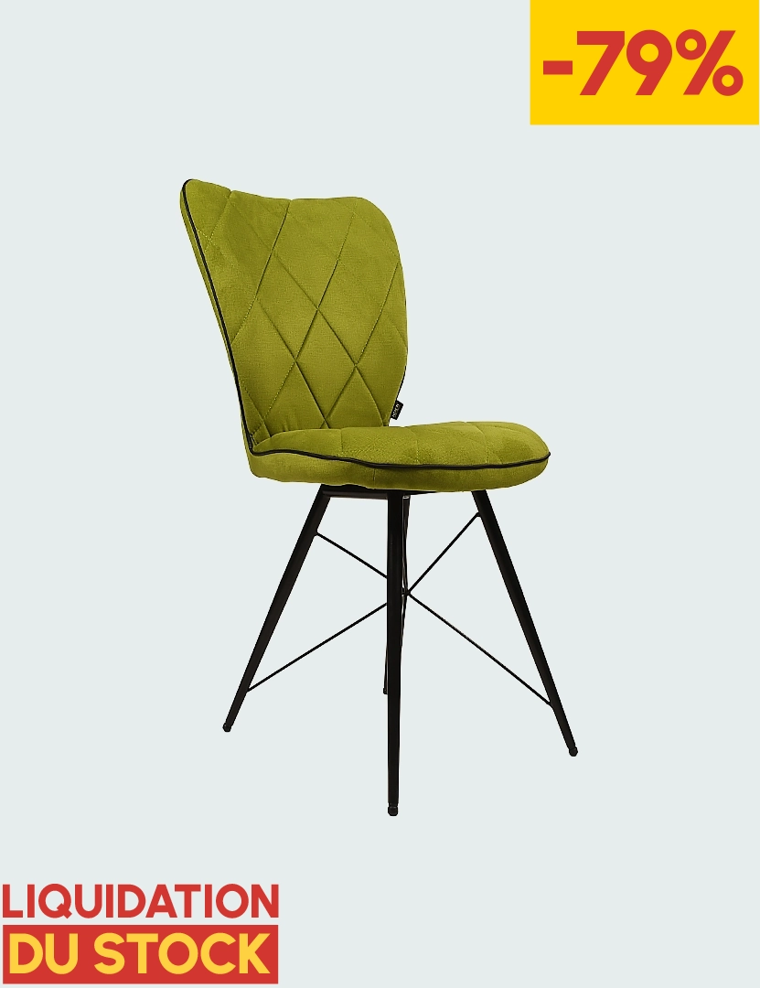 Carreaux ♦ velours - Chaise Moderne en Tissu Vert avec Pieds en Métal Noir - Élégance et Design Contemporain