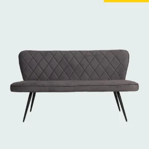 Le Bench - Canapé 2 Places Moderne en Tissu Gris avec Pieds en Métal Noir - Élégance et Confort