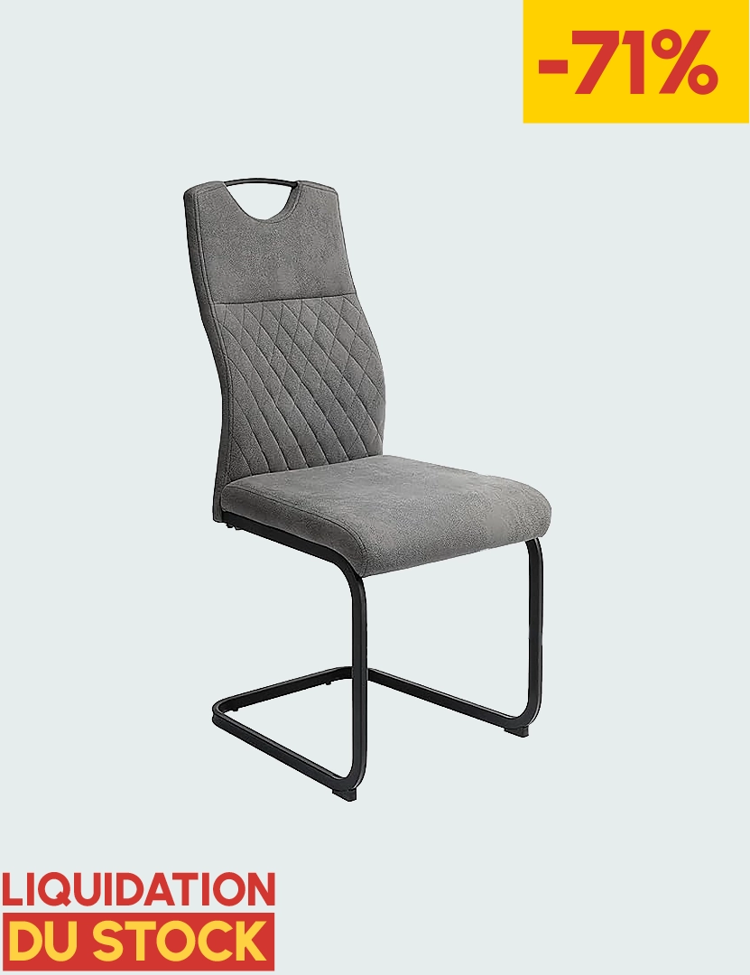 Chaise design moderne grise - Chaise cantilever rembourrée avec motif matelassé